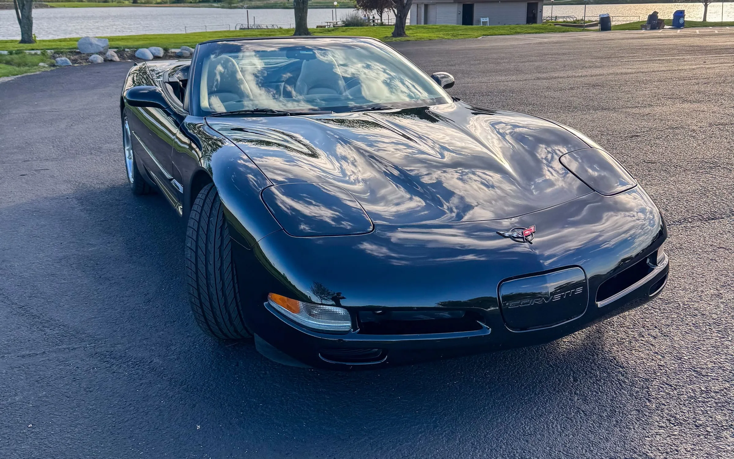 A Corvette C5 photographed at sunset