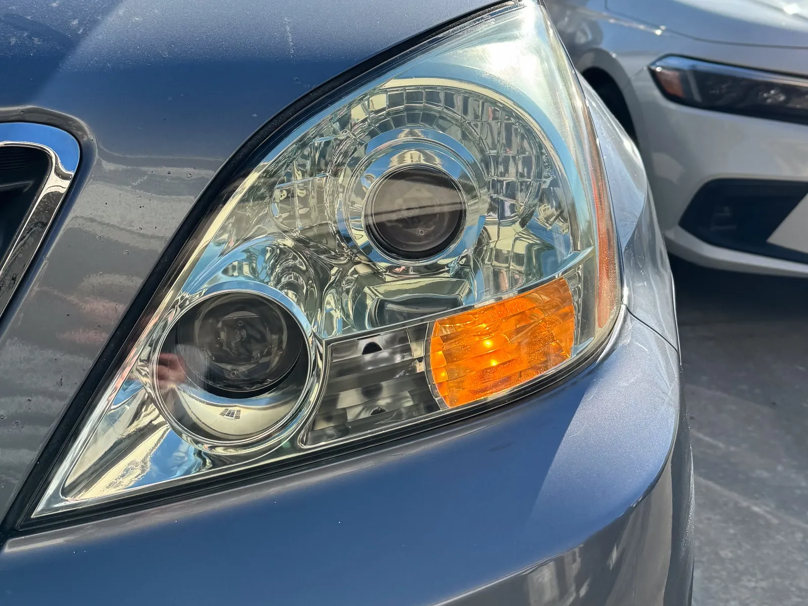 After, Headlight lens, oxidised yellow to clear